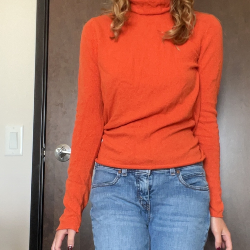 Orange turtle neck